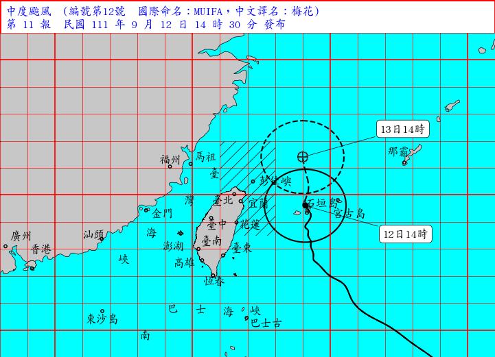 梅花颱風路徑。(圖/中央氣象局)