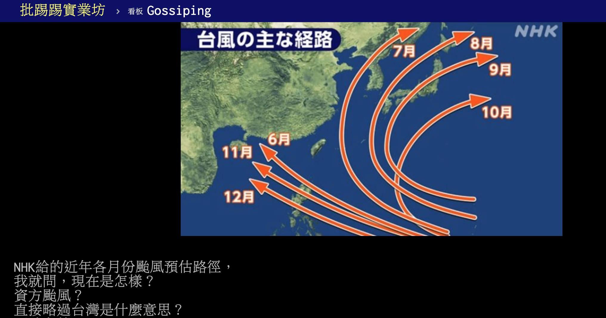 原PO笑稱颱風直接略過台灣是什麼意思?(圖/翻攝自PTT)
