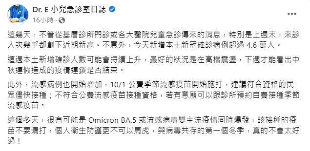 謝宗學警告，這個冬天不會太好過。（圖／翻攝自謝宗學臉書）