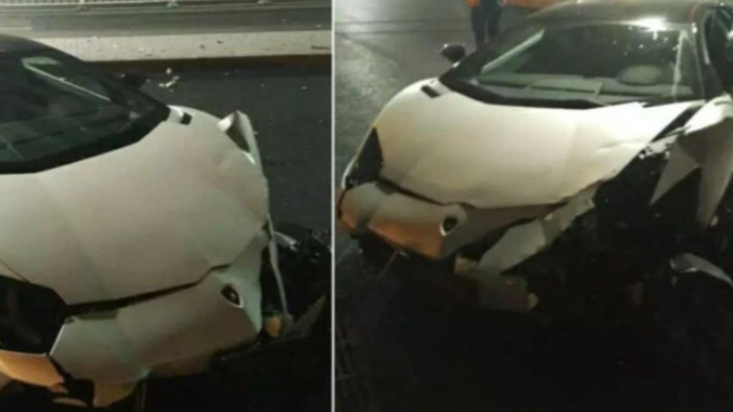 李易峰駕駛Lamborghini Aventador撞車。(圖/翻攝自新京報微博)