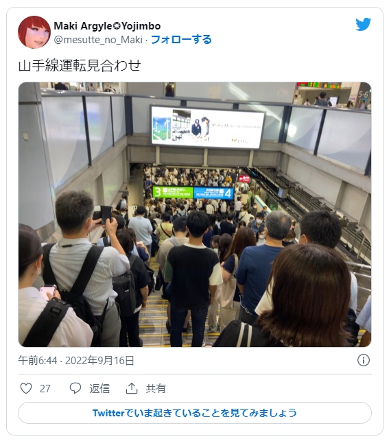 網友被卡在樓梯上動彈不得。(圖/翻攝自@mesutte_no_Maki推特)