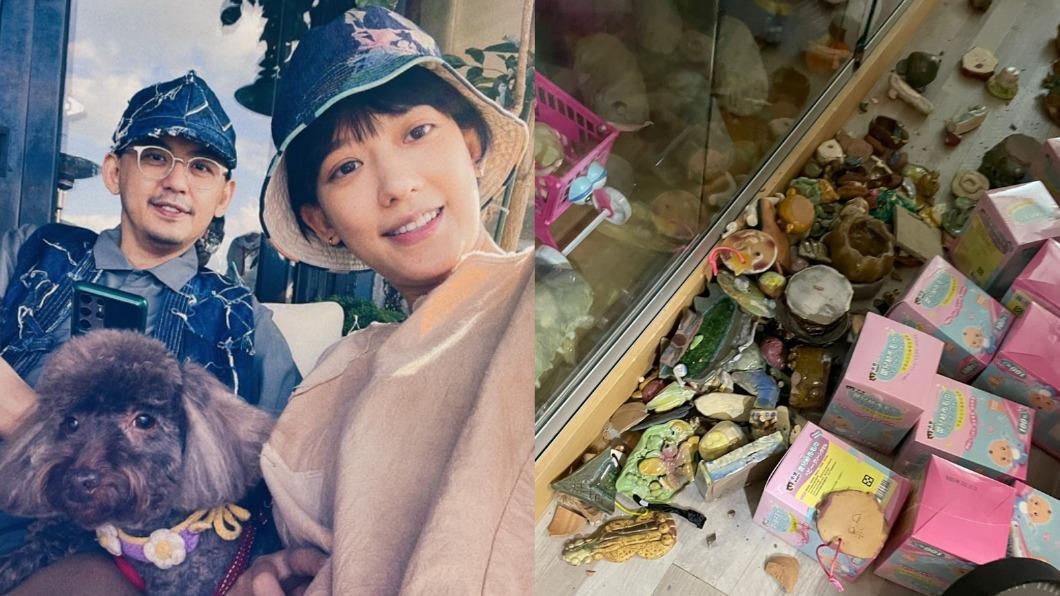 孟耿如架上陶藝品掉落！　黃子佼曝家中慘況：兒時回憶破碎了