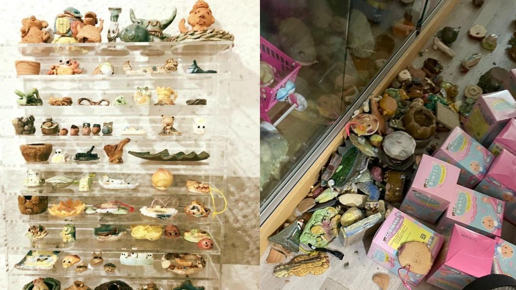孟耿如兒時的陶藝品損壞。(圖/翻攝自黃子佼臉書)