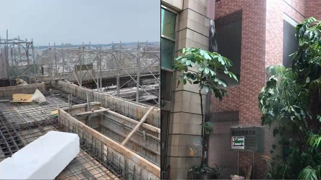 高雄震很大!公寓水塔破裂如瀑布 高樓工地鷹架劇烈狂晃