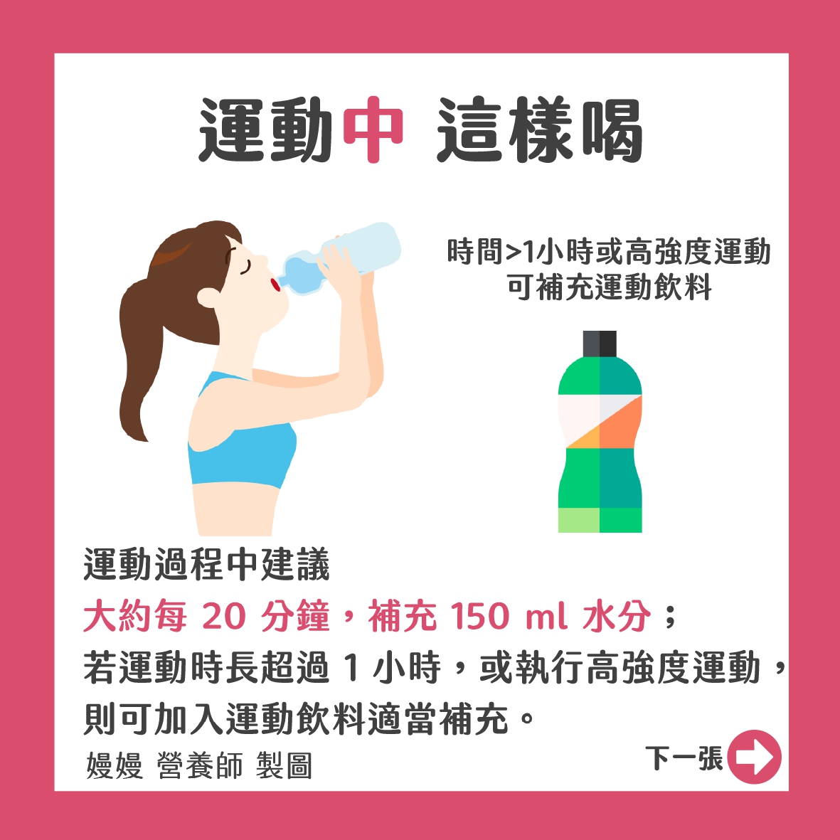運動中這樣喝。(圖/翻攝自營養師嫚嫚臉書)