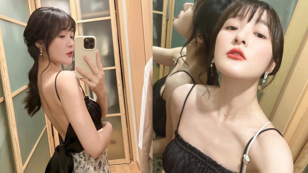 徐嬌曬出性感美背。(圖/翻攝自微博)。(圖/翻攝自徐嬌微博)