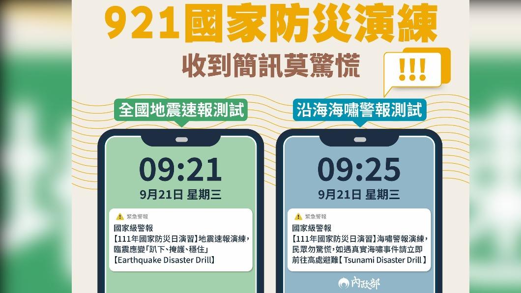 全民921防災演練 內政部:收到國家級警報勿驚慌