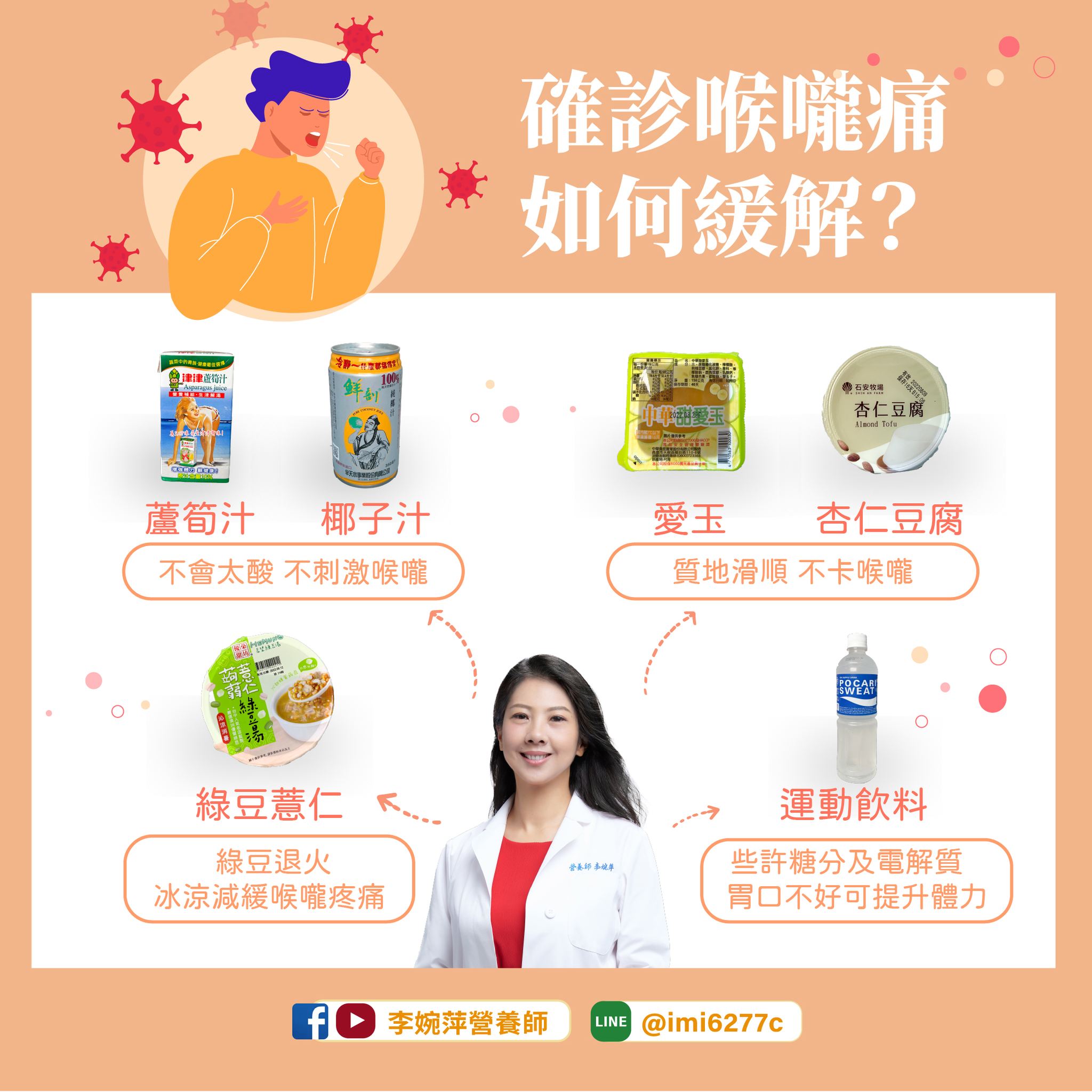 專家列出能舒緩疼痛的6種飲品、點心。（圖／翻攝自營養師李婉萍臉書）
