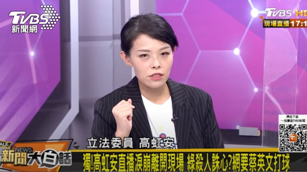 高虹安上《新聞大白話》談論文事件。(圖/TVBS)