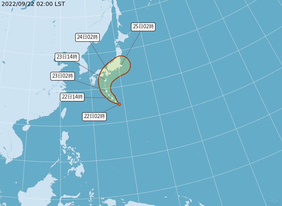熱帶性低氣壓TD18潛勢路徑圖。(圖/中央氣象局)