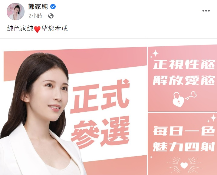 雞排妹提出三大政策。(圖/翻攝自鄭家純臉書)