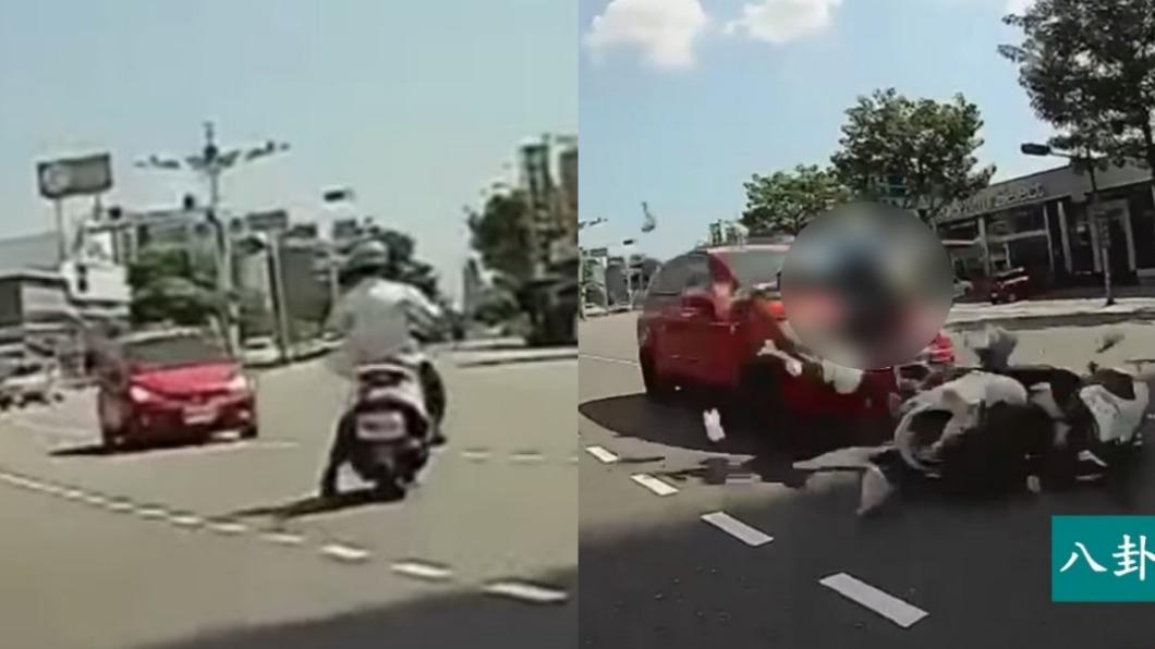 驚悚畫面曝!桃園轎車左轉猛撞 72歲騎士人車噴飛慘死