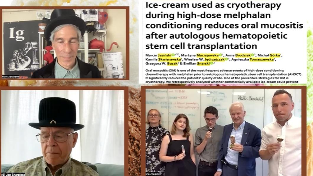 研究發現冰淇淋冷療與口腔內膜炎發生機率呈負相關。(圖/翻攝自 Improbable Research YouTube)