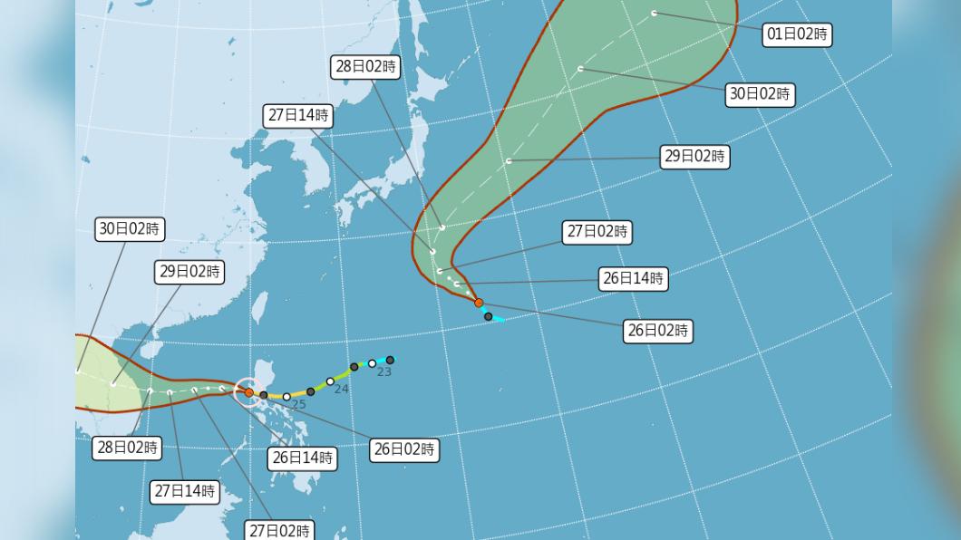「庫拉」估今生成,雙颱共舞下波變天時間週五開始。(圖/中央氣象局)