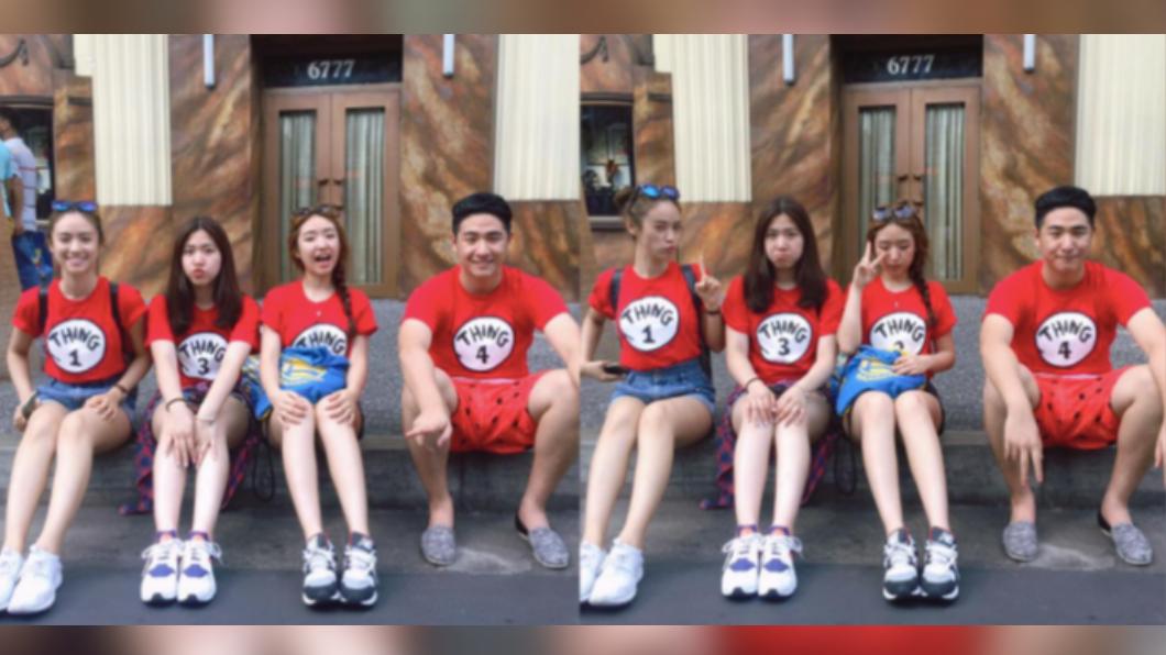 吳宗憲貼出照片,依序為大女兒吳姍儒(左起)、小女兒、二女兒和鹿希派。(圖/翻攝自吳宗憲臉書)