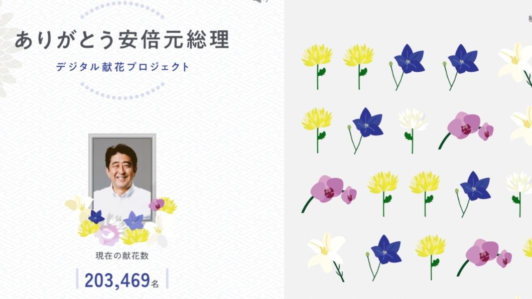 追悼安倍網站 超過20.3萬人次獻花留言致意