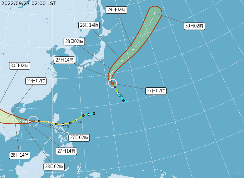 颱風動態。(圖/中央氣象局)