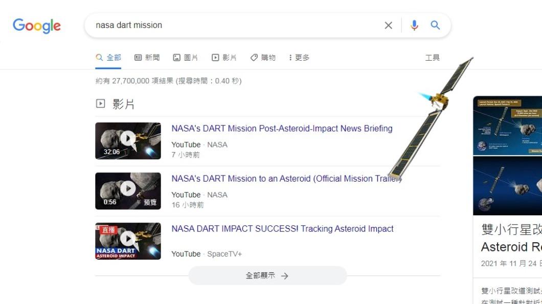 畫面歪掉了！慶NASA成功試撞小行星　Google搜尋藏彩蛋