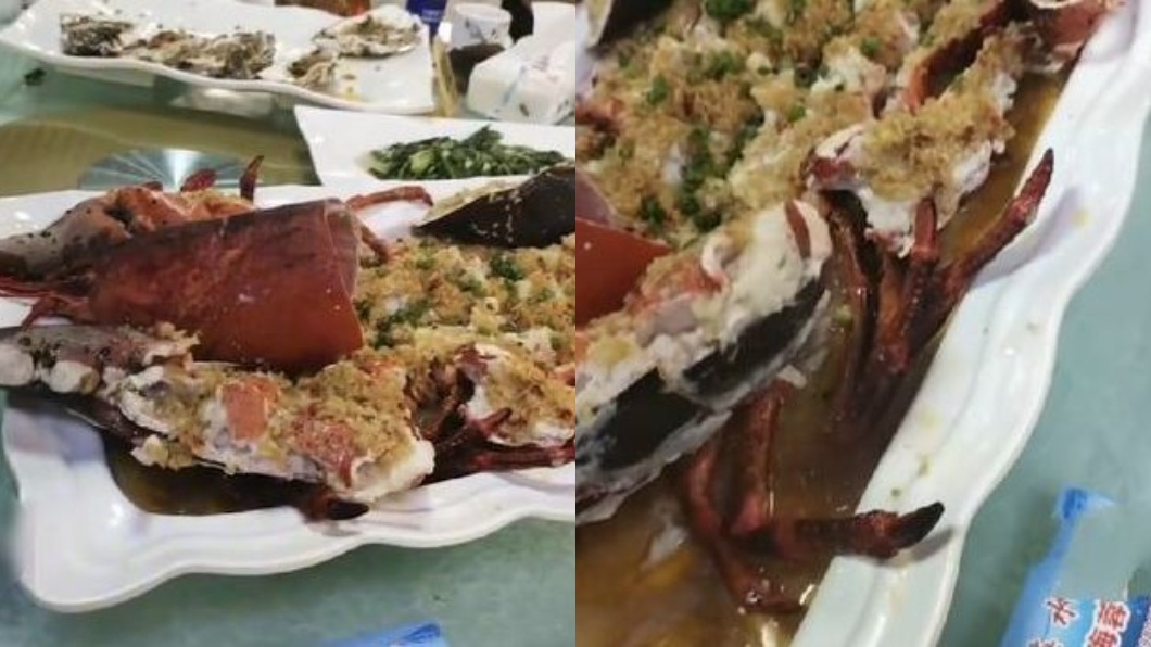 沒想到龍蝦上桌後兩隻鉗子竟然又長回來。(圖/翻攝自網易新聞)