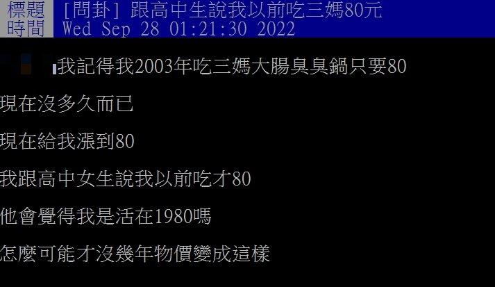 網友回憶當年只要80元。(圖/翻攝自PTT)