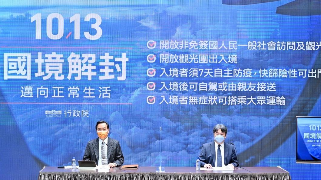行政院今召開行政院會,宣布將在10月13日起將再擴大國境開放,正式實施「0+7」。(圖/政院提供)