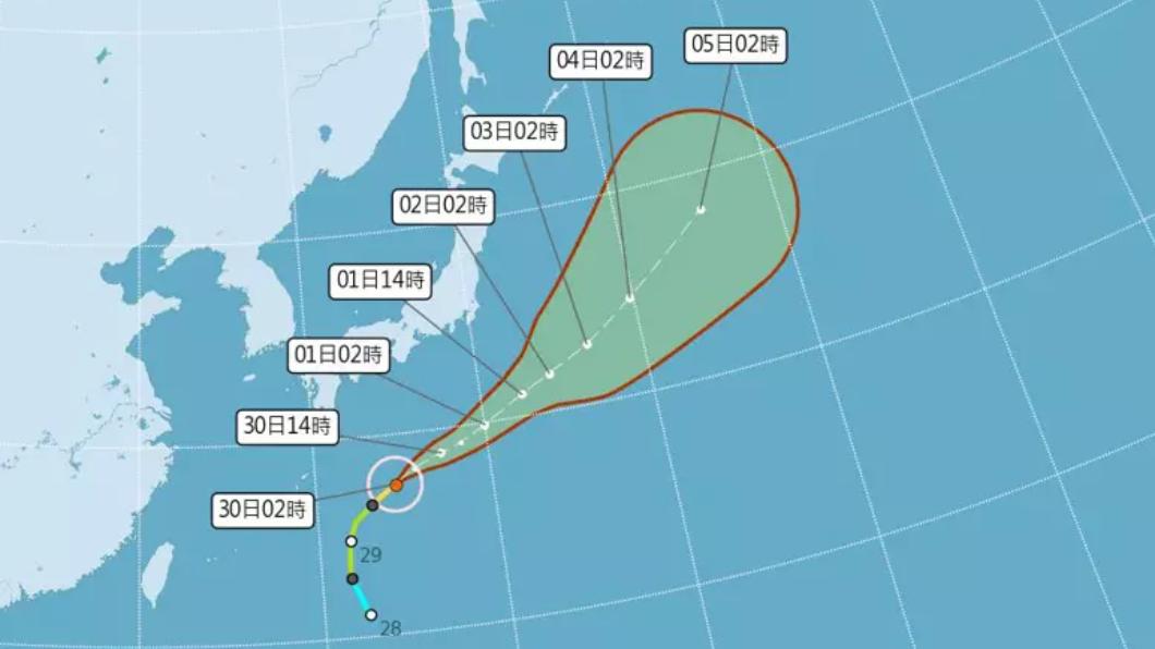 中颱洛克朝日本南方海面前進,對台灣影響不大。(圖/中央氣象局)