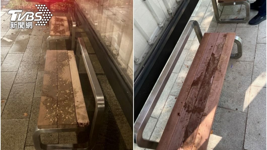 黃男為了方便偷拍,刻意在公車座椅潑灑不明液體,導致民眾無法坐下等車。(圖/TVBS)