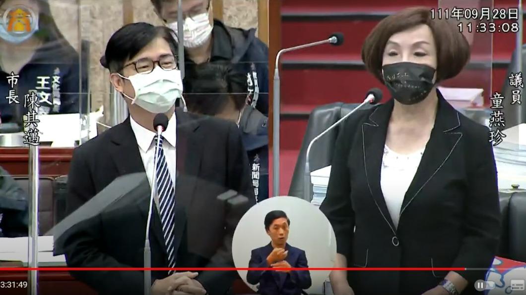 童燕珍在質詢時踢爆此事。(圖/翻攝自高雄市議會頻道)