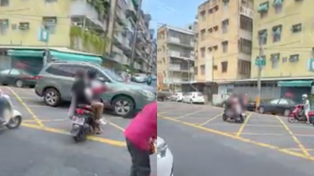 疑似未成年騎士差點撞上來車。(圖/翻攝自爆料公社)