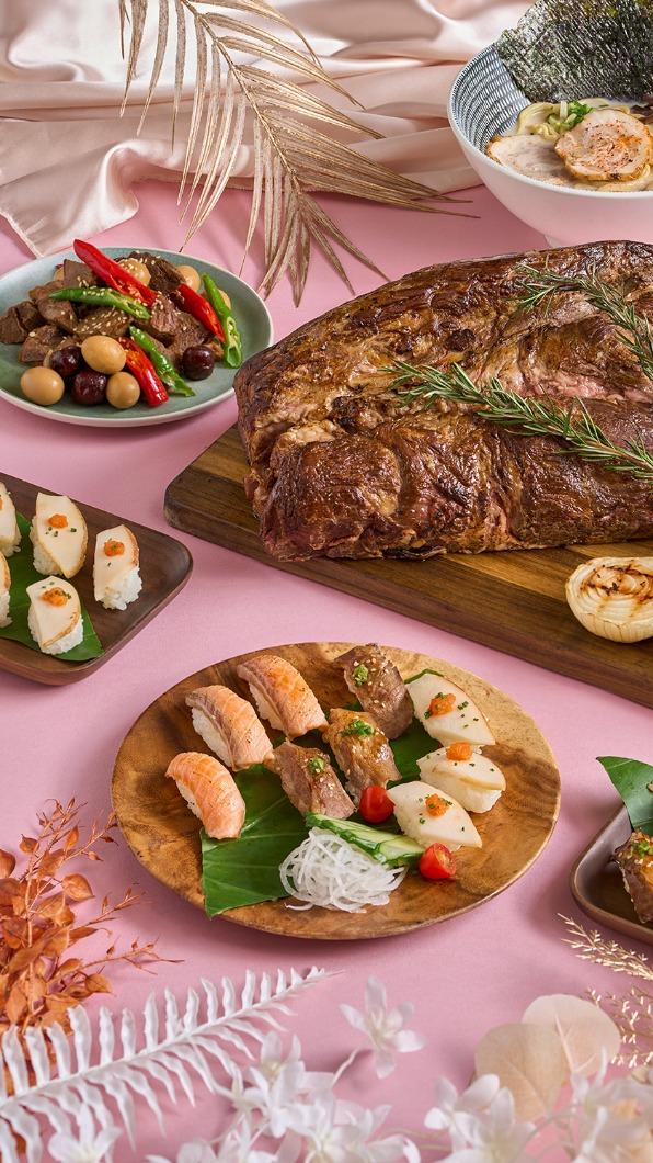 韓味醬牛肉、現切香料烤牛肉等應有盡有。(圖/國泰萬怡提供)