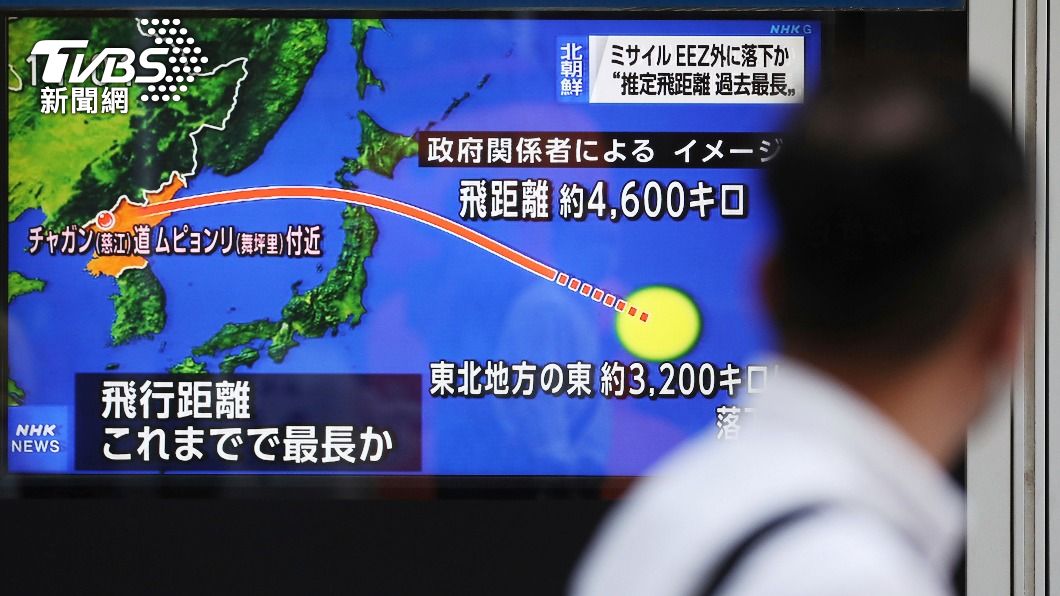 北韓試射飛彈 日本防相:飛行距離4600公里至今最遠