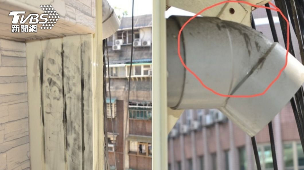 鑑識人員事後採證發現門窗外有攀爬痕跡,研判丁男疑似是失足墜樓。(圖/TVBS)