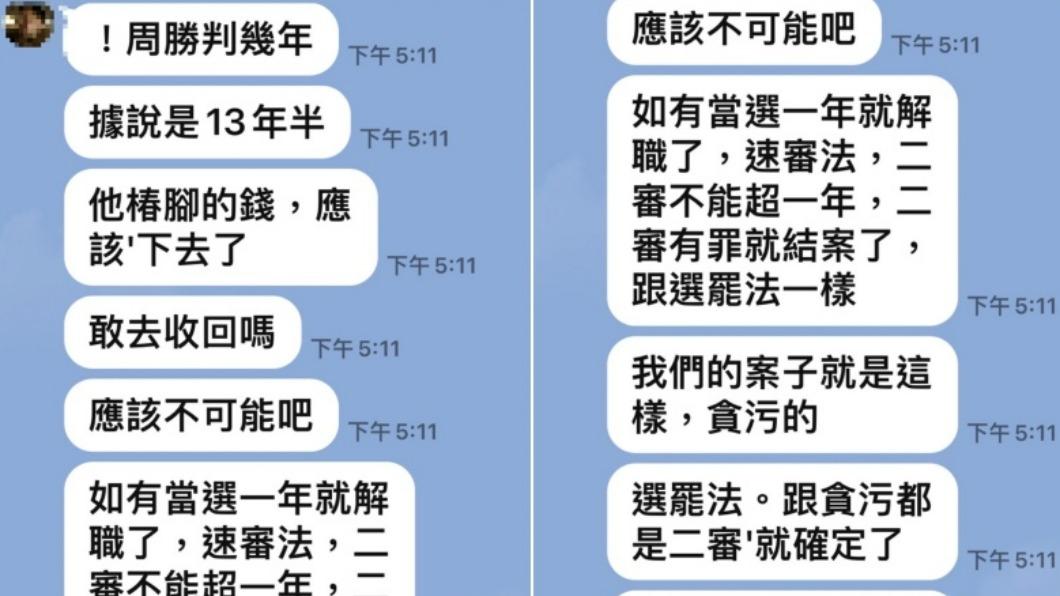 該名前里長在LINE散佈判刑訊息。(圖/民眾提供)