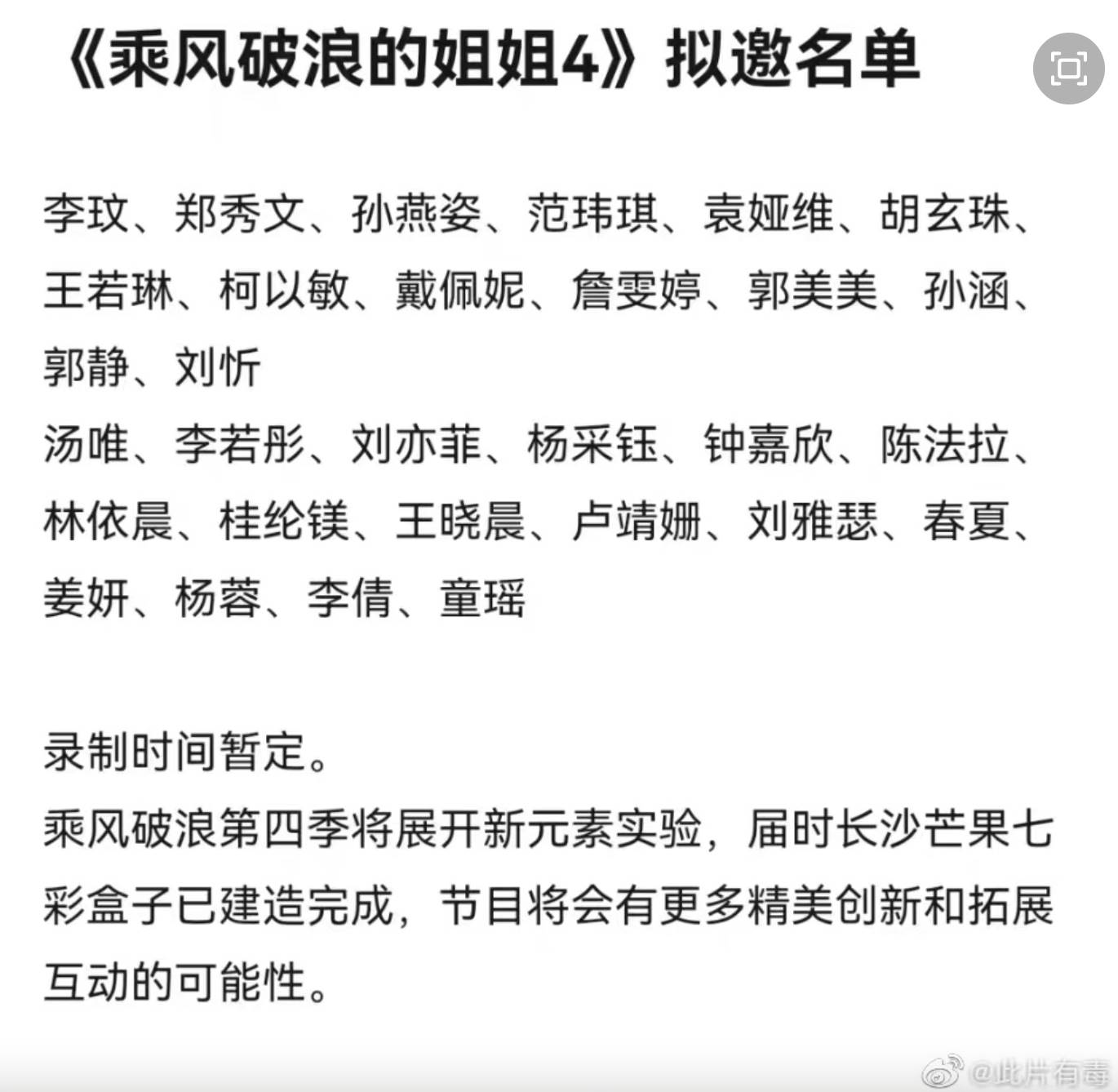 《乘風破浪4》擬邀名單，包括Jessi、李玟、鄭秀文、劉亦菲、孫燕姿、南韓歌手Jessi。（圖／翻攝自微博）