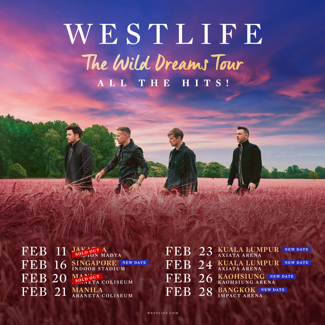 西城男孩巡迴演唱會日期表。(圖/翻攝自Westlife 臉書)