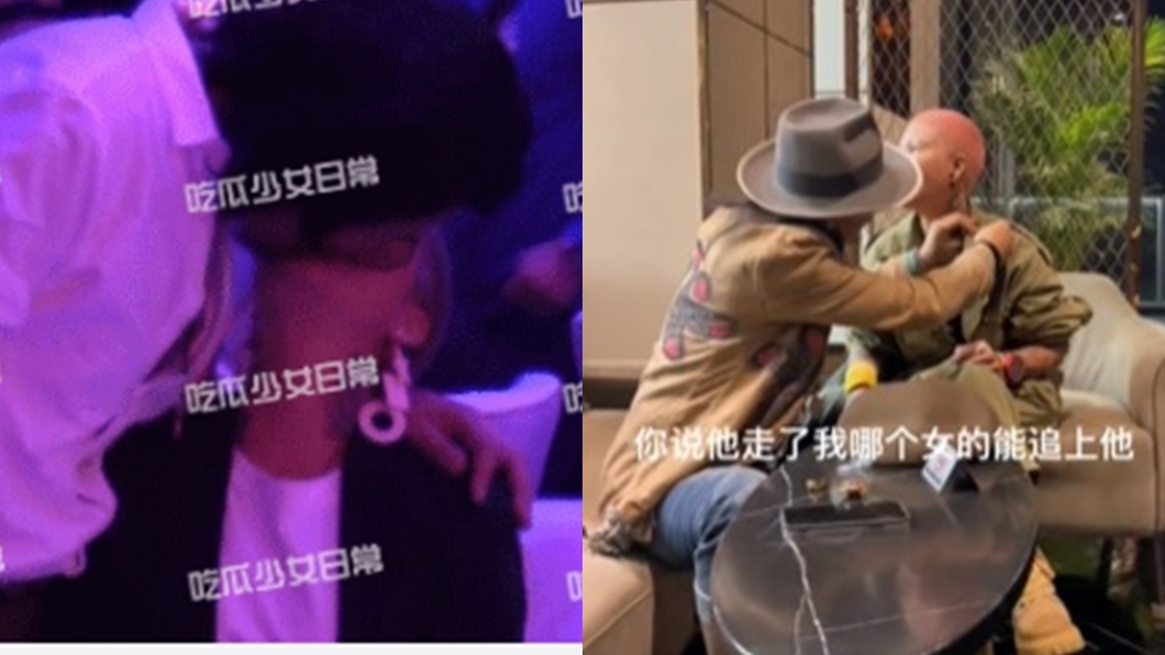 孫興2019年與平頭熟女親吻，與新影片女子（右圖）疑為同一人。（圖／翻攝自微博、流浪漢小黑抖音）
