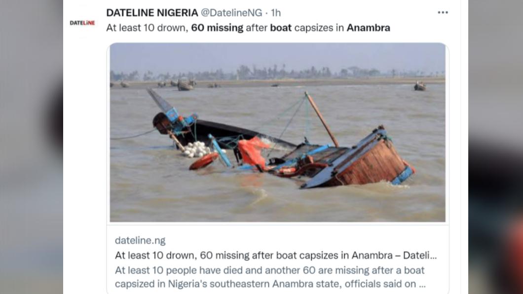 這場意外造成至少10死、60人失蹤。（圖／翻攝自推特）