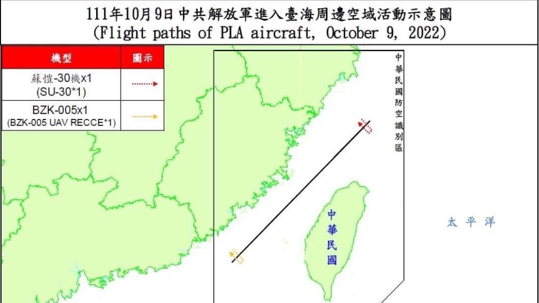 共機在國慶前夕擾台。(圖/國防部提供)