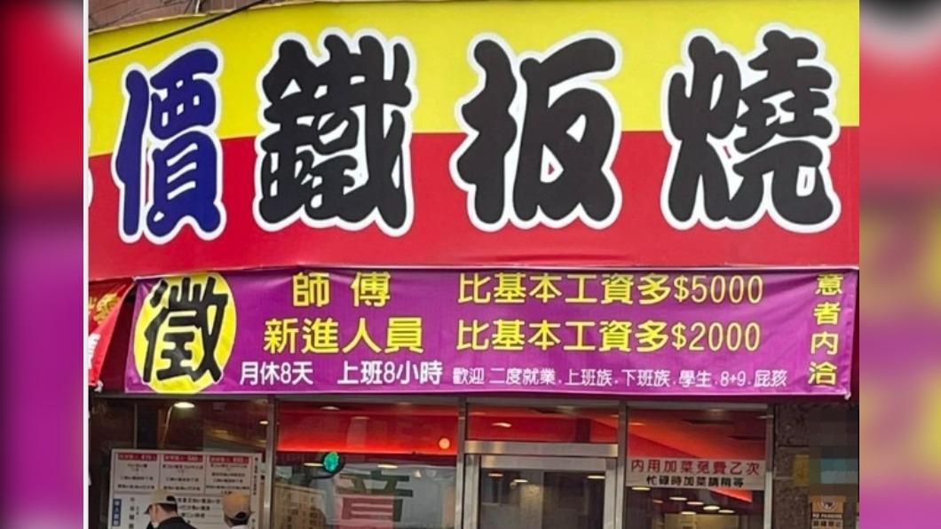 徵人布條直戳「比基本時薪多」的痛點。（圖／翻攝自路上觀察學院臉書）