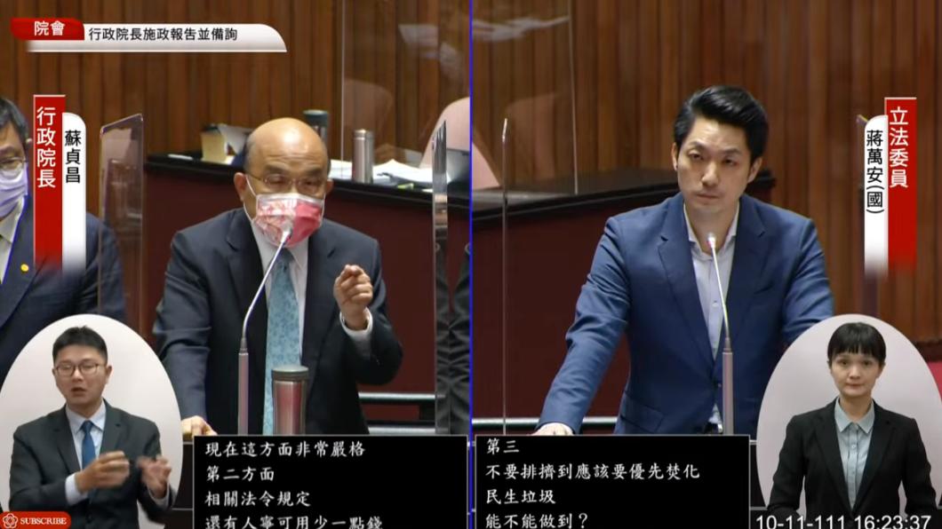 選舉了要小心!只留5分鐘給蘇揆 蔣萬安質詢打安全牌