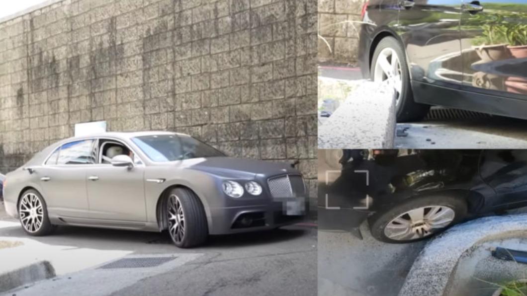 超哥在行經彎道時不小心讓愛車的右後輪擦撞到水泥路緣，讓價值30萬的輪圈刮出大約15公分的傷口。（圖／翻攝自超派人生YT）