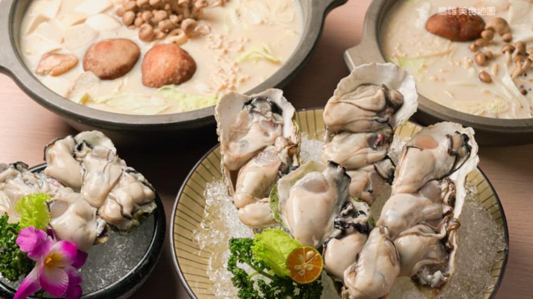 高鈣牡蠣鍋牡蠣顆顆肥嫩飽滿,加入蔬菜後的湯頭濃醇香甜。(圖/高雄美食地圖提供)