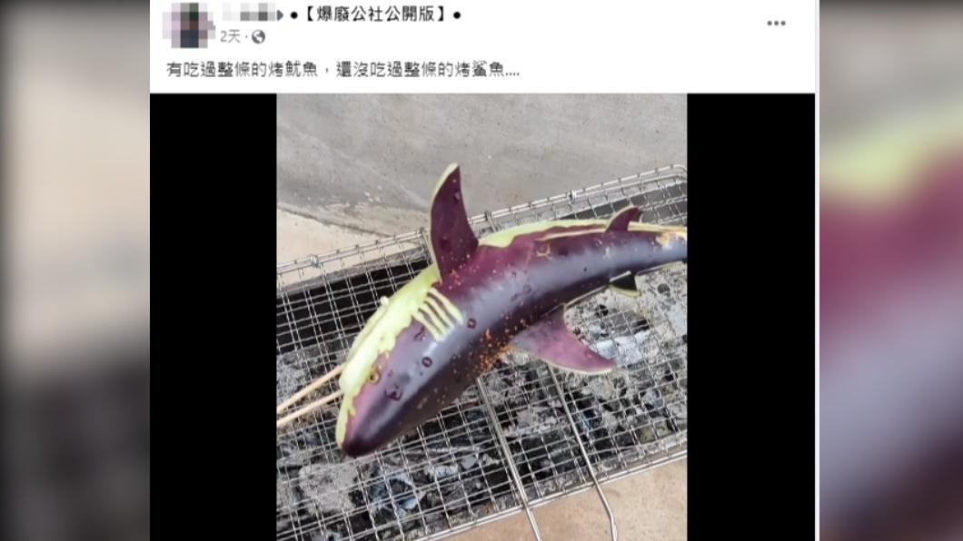 網友新奇分享烤整條鯊魚。(圖/翻攝自爆廢公社公開版臉書)