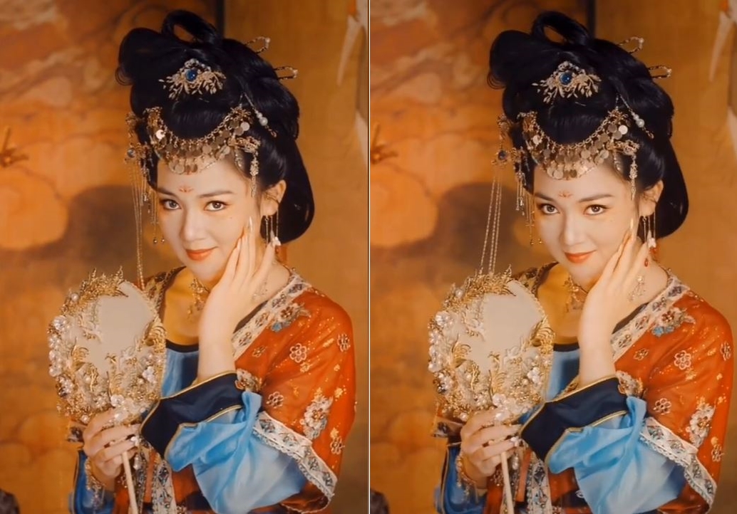 白冰冰古裝照超美。(圖/翻攝「經紀人陳孝志」抖音)