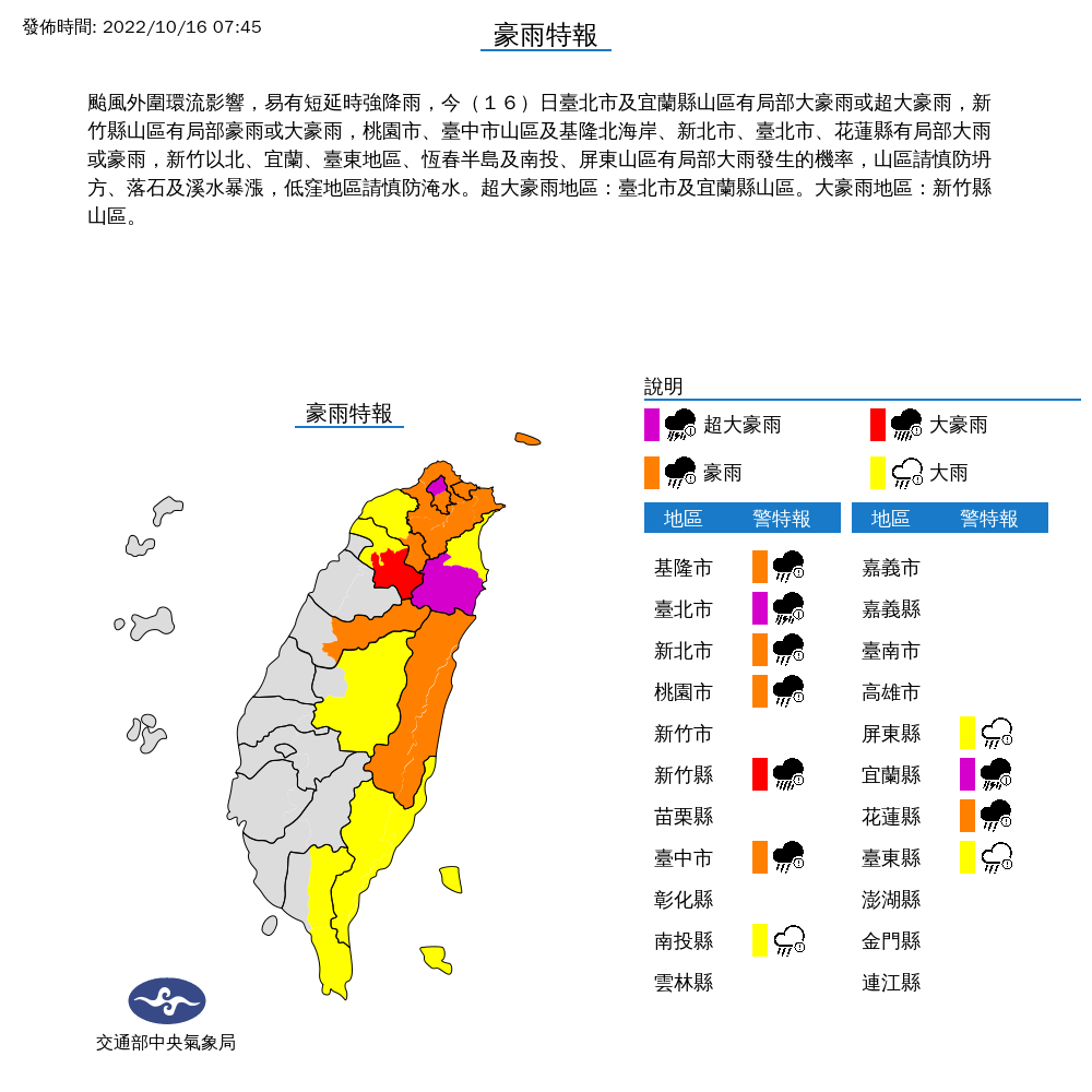 大雨特報。（圖／氣象局）