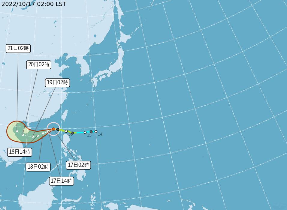 尼莎升級中颱遠離台灣。（圖／中央氣象局）