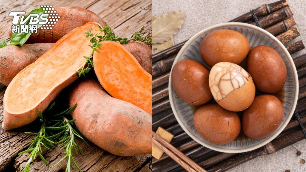其中一種推薦的菜單是地瓜配上茶葉蛋。(示意圖/shutterstock達志影像)
