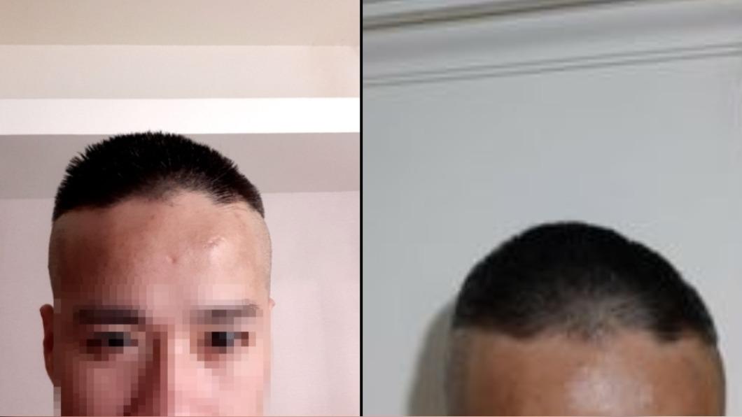 男顧客的額頭頭髮疑似因設計師操作失誤，被剪到缺角。（圖／翻攝自爆料公社臉書）