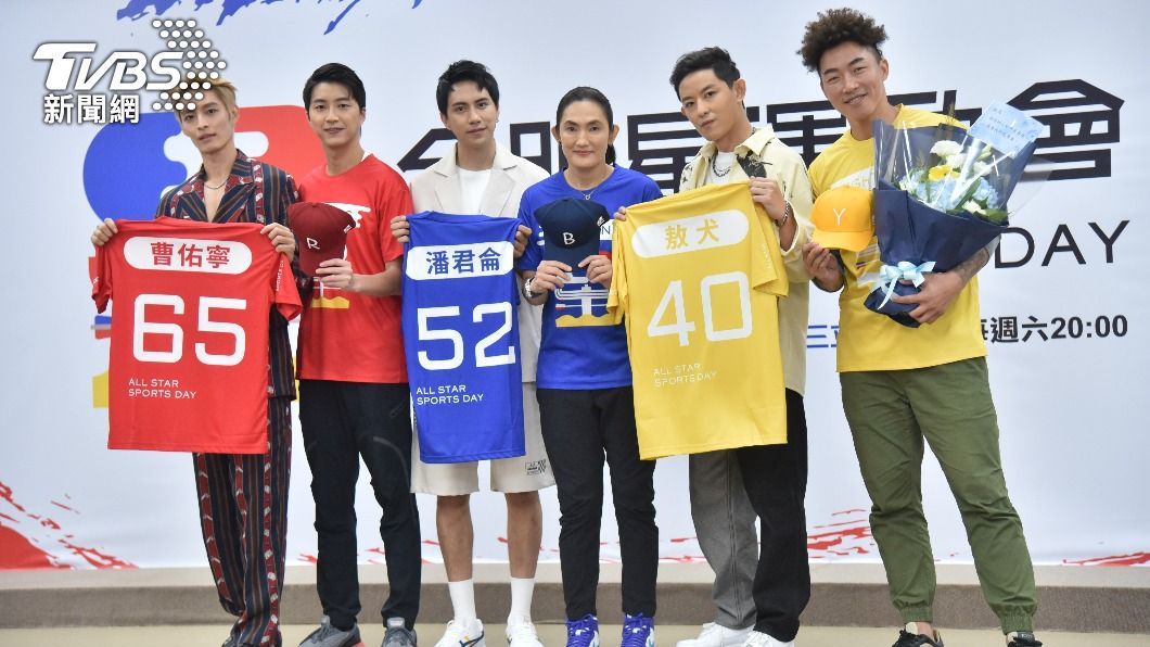 曹佑寧(左起)、江宏傑、潘君侖、錢薇娟、敖犬、郭泓志出席記者會。(圖/梁恩誌攝)