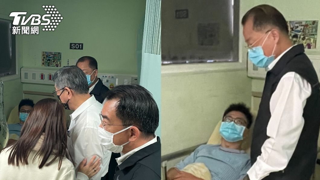 槍擊案造成一名王姓員警右腿中彈台北市長柯文哲和警政署長黃明昭都前去探視。(圖/TVBS)